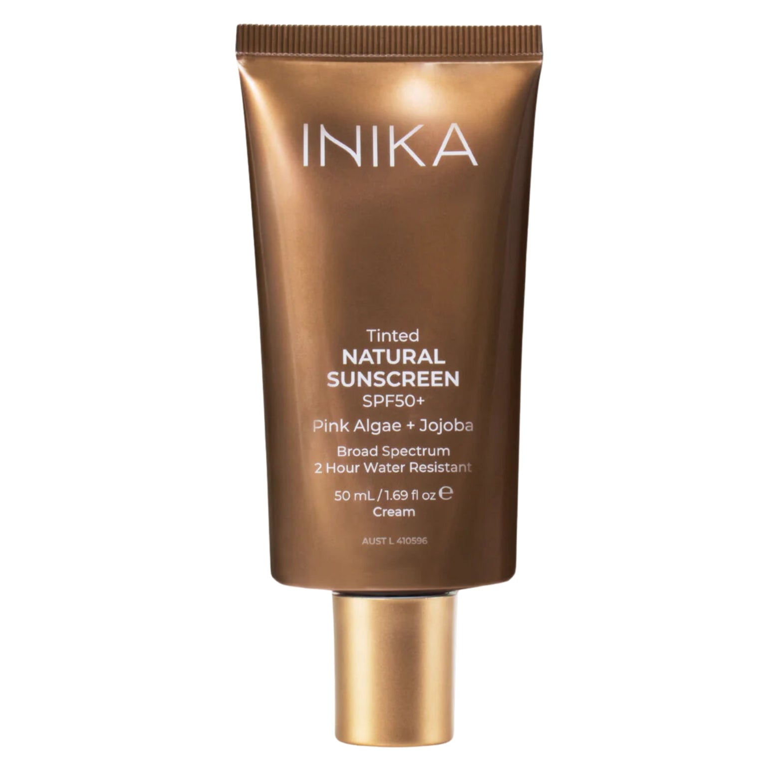 INIKA Organic Natūralus Apsauginis Veido Kremas Nuo Saulės Su Spalva SPF50+, 50 ml
