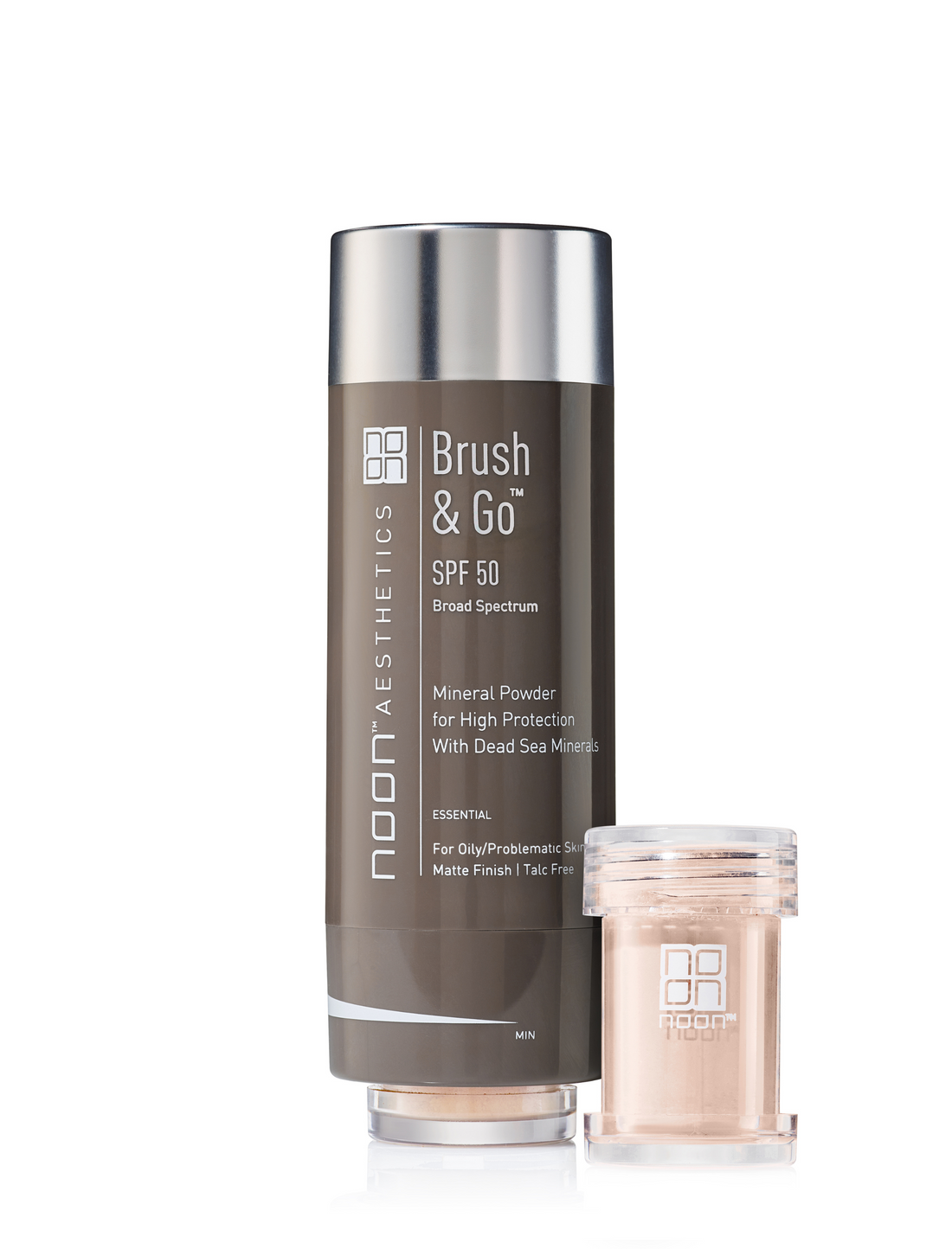 Noon Brush;Go Mineral Sun Protection Powder SPF 50 Riebiai/Probleminei Veido Odai (Tone 01), 2x5 g