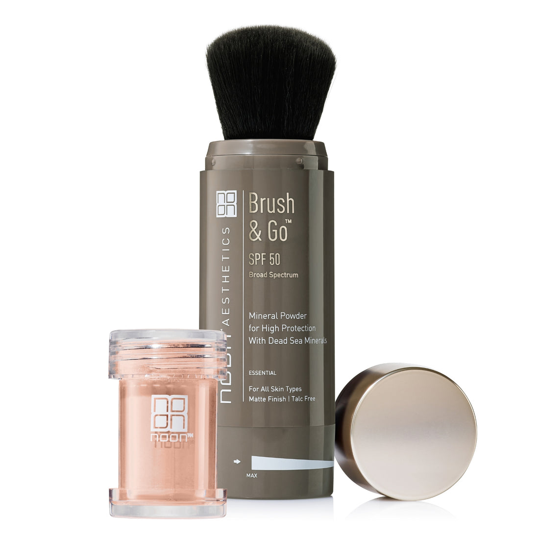 Noon Brush&amp;Go Mineral Sun Protection Powder SPF 50 Visų Tipų Odai (Tone 02), 2x5g